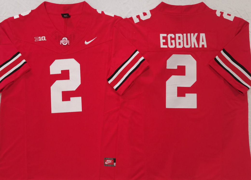 Men's Ohio State Buckeyes Emeka Egbuka #2 Red Jersey